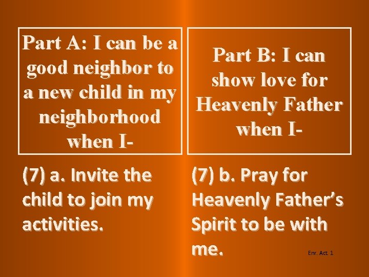 Part A: I can be a Part B: I can good neighbor to show Part A: I can be a Part B: I can good neighbor to show