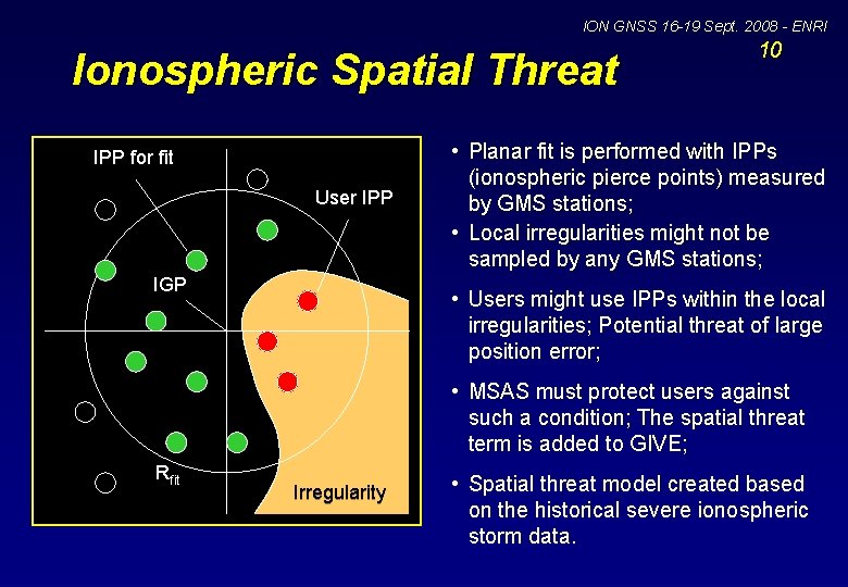 ION GNSS 16 -19 Sept. 2008 - ENRI Ionospheric Spatial Threat IPP for fit