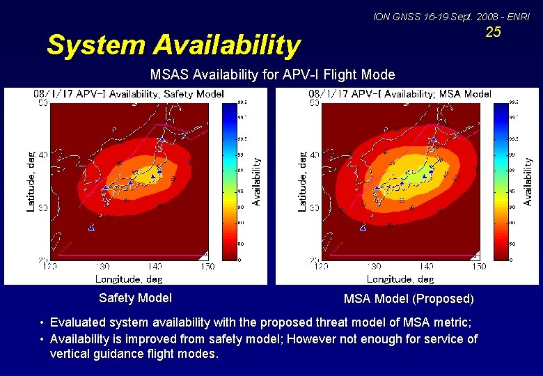 ION GNSS 16 -19 Sept. 2008 - ENRI 25 System Availability MSAS Availability for