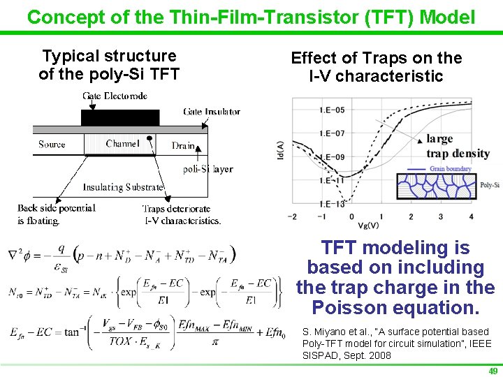 Concept of the Thin-Film-Transistor (TFT) Model Typical structure of the poly-Si TFT Effect of