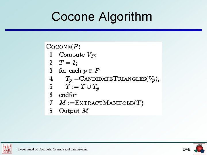 Cocone Algorithm Department of Computer Science and Engineering 15/43 