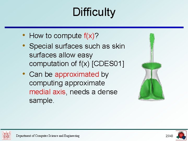 Difficulty • How to compute f(x)? • Special surfaces such as skin • surfaces