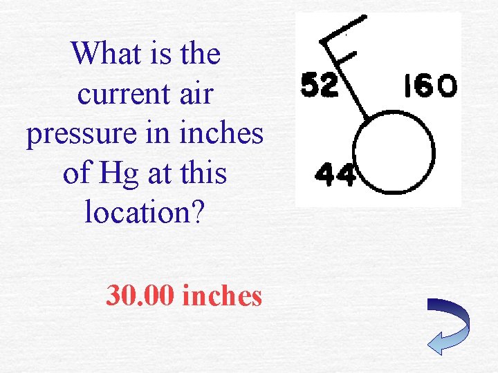 What is the current air pressure in inches of Hg at this location? 30.