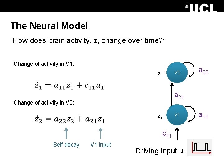 The Neural Model “How does brain activity, z, change over time? ” Change of