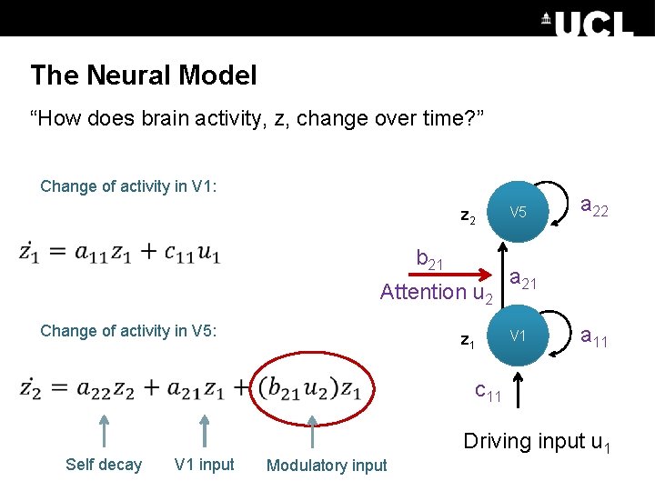 The Neural Model “How does brain activity, z, change over time? ” Change of