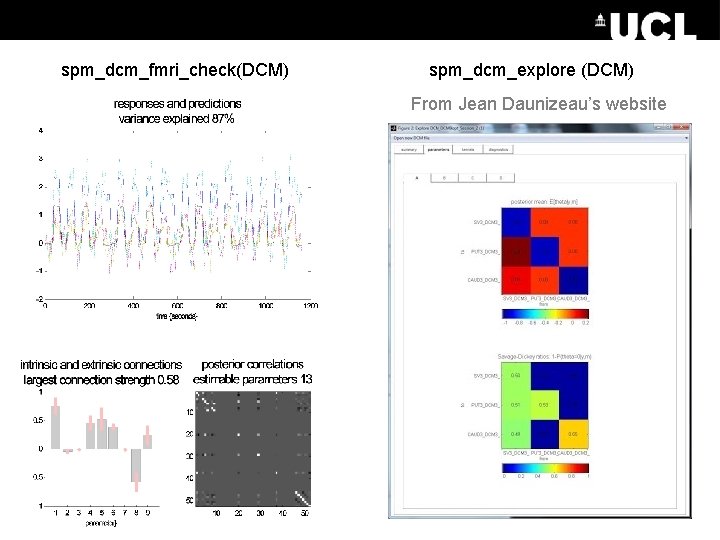 spm_dcm_fmri_check(DCM) spm_dcm_explore (DCM) From Jean Daunizeau’s website 