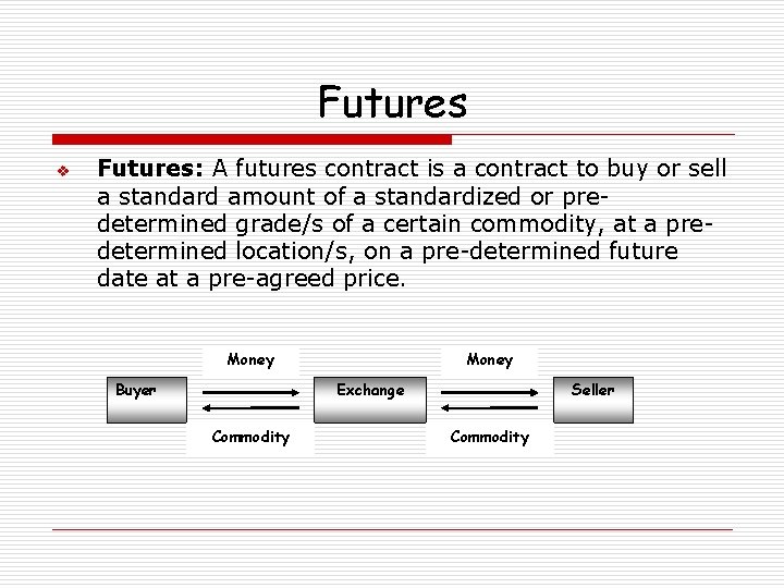 Futures v Futures: A futures contract is a contract to buy or sell a