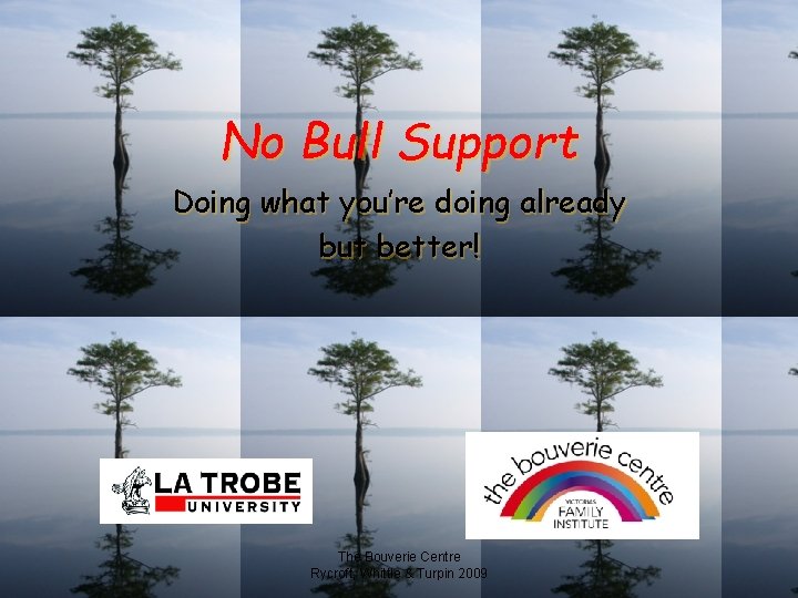 No Bull Support Doing what you’re doing already but better! The Bouverie Centre Rycroft,