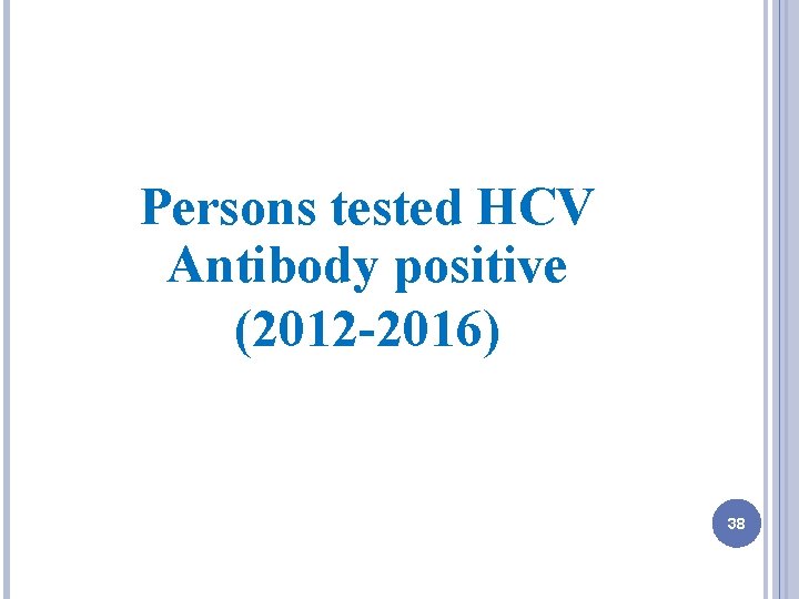 Persons tested HCV Antibody positive (2012 -2016) 38 