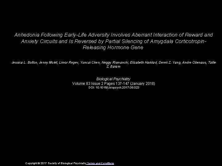 Anhedonia Following Early-Life Adversity Involves Aberrant Interaction of Reward and Anxiety Circuits and Is