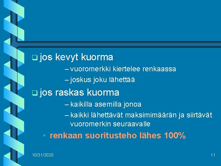 q jos kevyt kuorma – vuoromerkki kiertelee renkaassa – joskus joku lähettää q jos