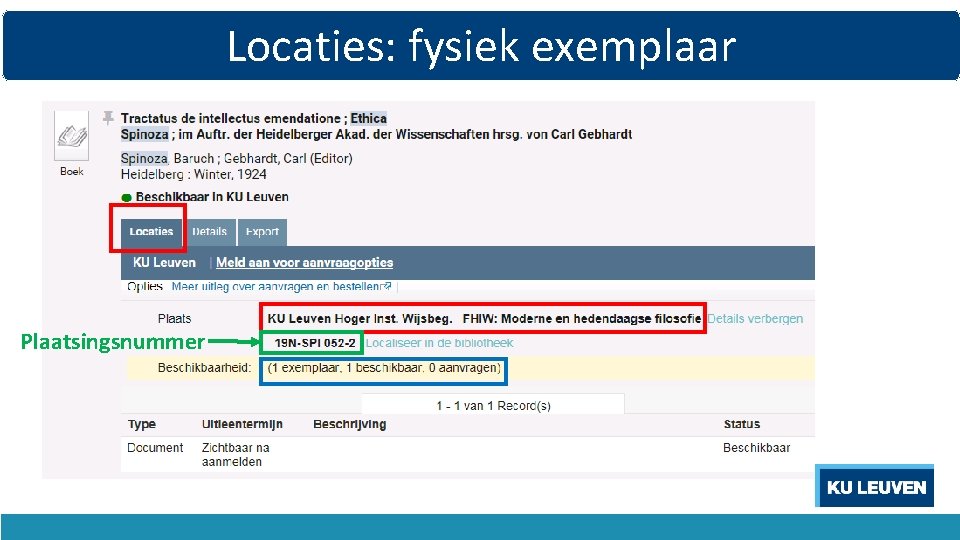 Locaties: fysiek exemplaar Plaatsingsnummer 