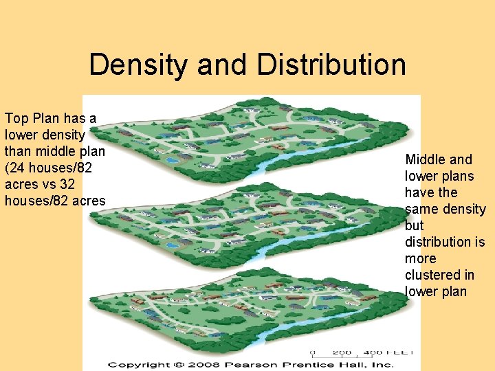 Density and Distribution Top Plan has a lower density than middle plan (24 houses/82