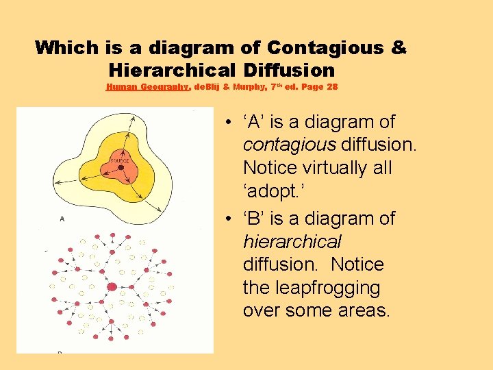 Which is a diagram of Contagious & Hierarchical Diffusion Human Geography, de. Blij &