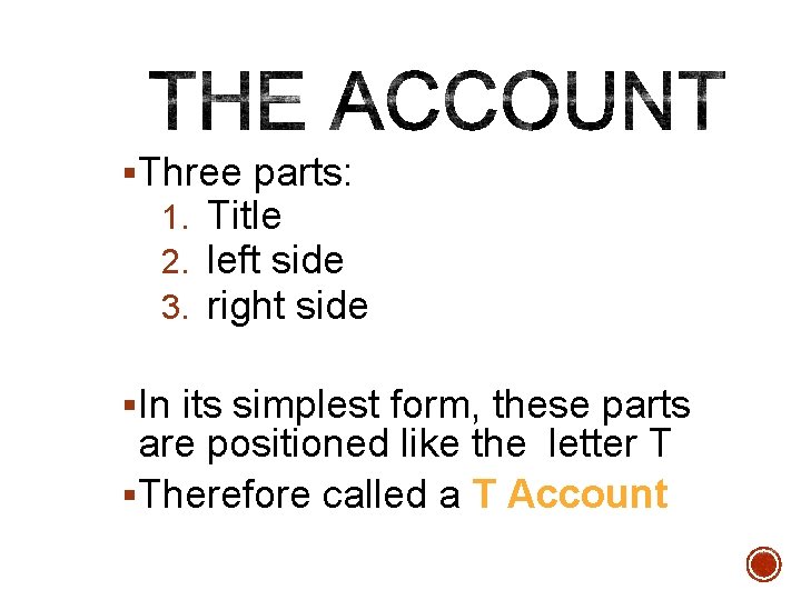 §Three parts: 1. Title 2. left side 3. right side §In its simplest form,