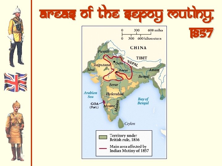 Areas of the Sepoy Mutiny, 1857 