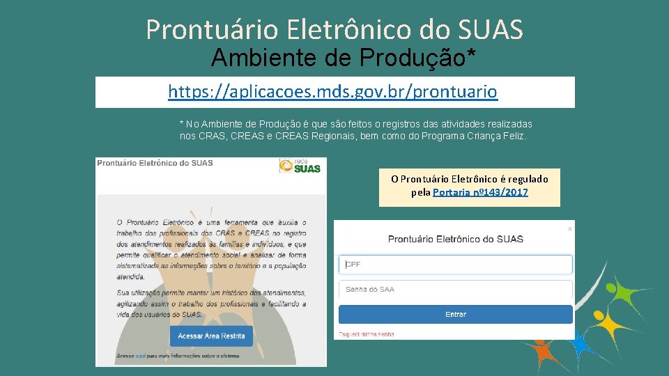 Prontuário Eletrônico do SUAS Ambiente de Produção* https: //aplicacoes. mds. gov. br/prontuario * No