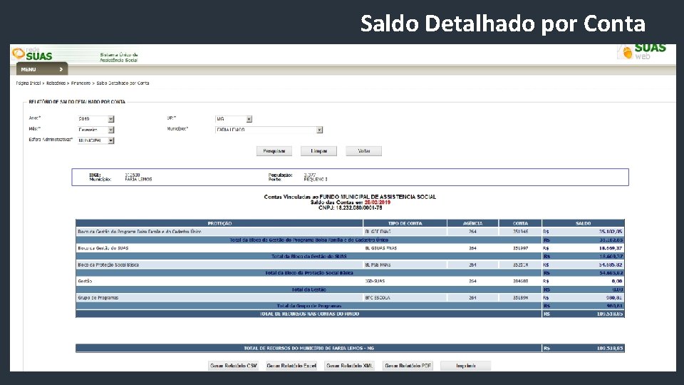 Saldo Detalhado por Conta 