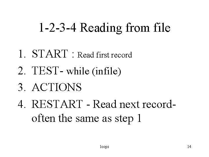 1 -2 -3 -4 Reading from file 1. 2. 3. 4. START : Read
