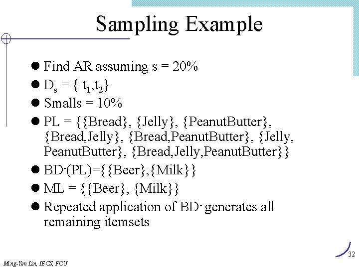 Sampling Example l Find AR assuming s = 20% l Ds = { t