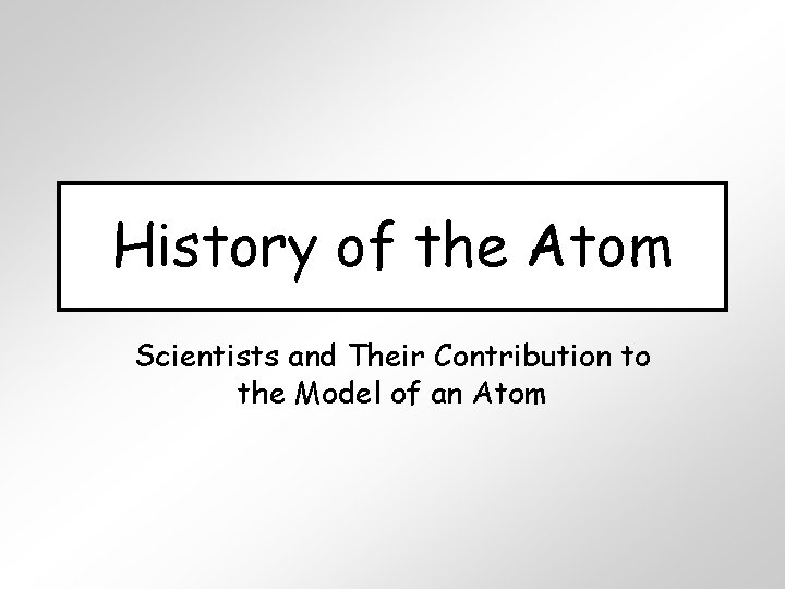 History of the Atom Scientists and Their Contribution to the Model of an Atom