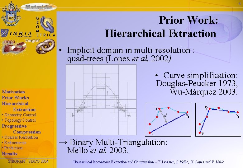 4 Prior Work: Hierarchical Extraction • Implicit domain in multi-resolution : quad-trees (Lopes et