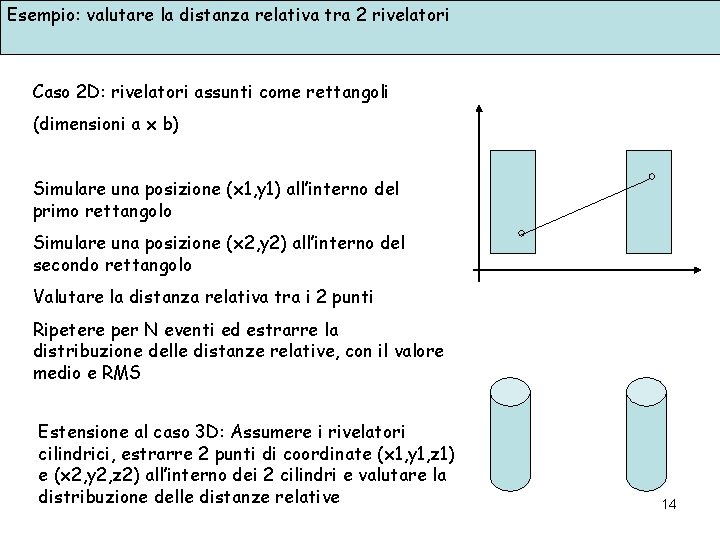 Esempio: valutare la distanza relativa tra 2 rivelatori Caso 2 D: rivelatori assunti come