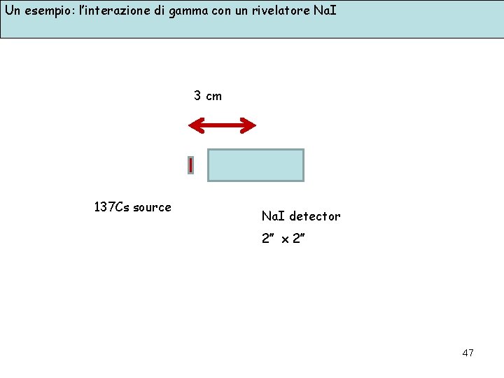 Un esempio: l’interazione di gamma con un rivelatore Na. I 3 cm 137 Cs