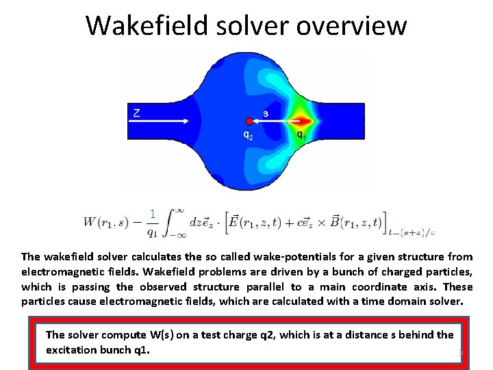 Wakefield solver overview The wakefield solver calculates the so called wake-potentials for a given