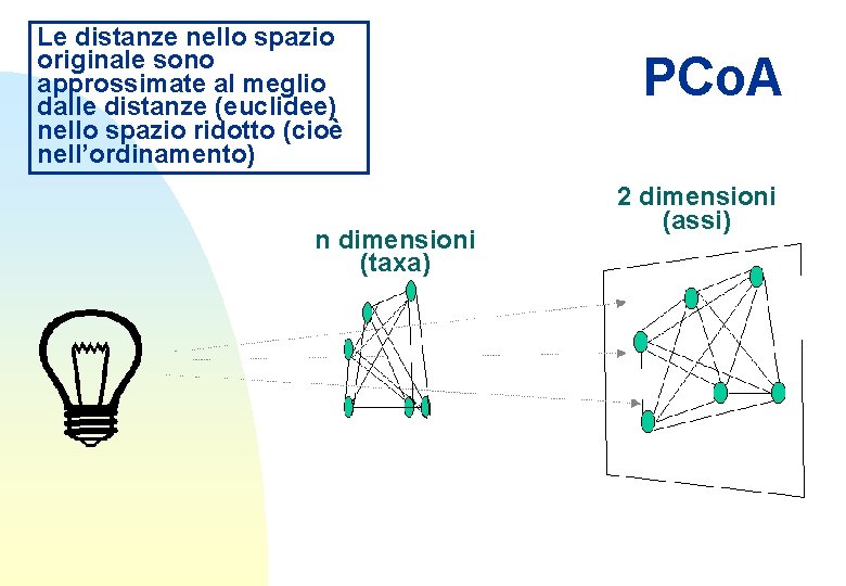 Le distanze nello spazio originale sono approssimate al meglio dalle distanze (euclidee) nello spazio