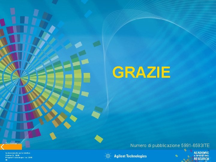 GRAZIE Sommario Esclusivamente per la didattica October 31, 2020 © Agilent Technologies, Inc. 2016