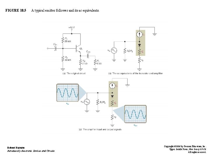 FIGURE 10. 5 A typical emitter follower and its ac equivalents. Robert Paynter Introductory