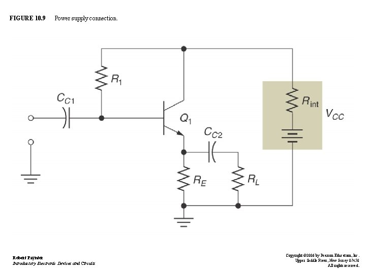 FIGURE 10. 9 Power supply connection. Robert Paynter Introductory Electronic Devices and Circuits Copyright FIGURE 10. 9 Power supply connection. Robert Paynter Introductory Electronic Devices and Circuits Copyright