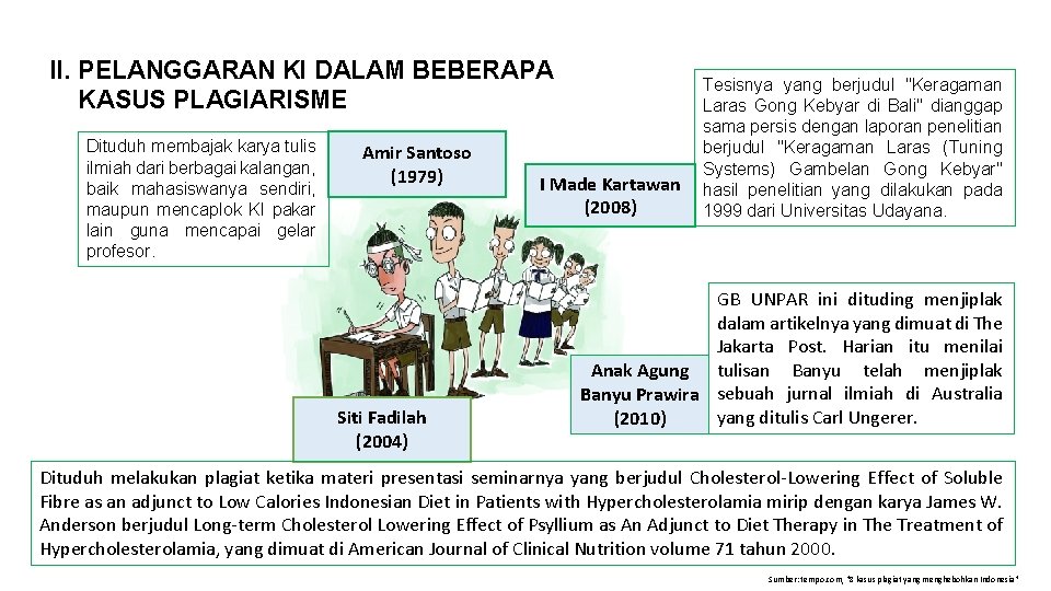 II. PELANGGARAN KI DALAM BEBERAPA KASUS PLAGIARISME Dituduh membajak karya tulis ilmiah dari berbagai