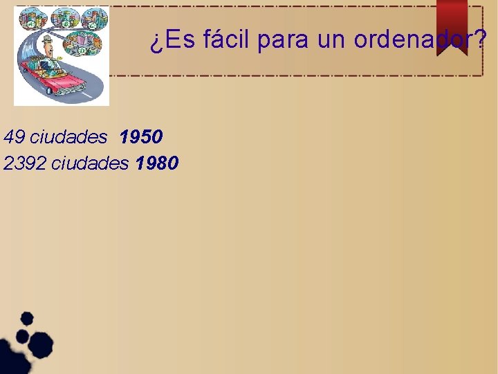 ¿Es fácil para un ordenador? 49 ciudades 1950 2392 ciudades 1980 