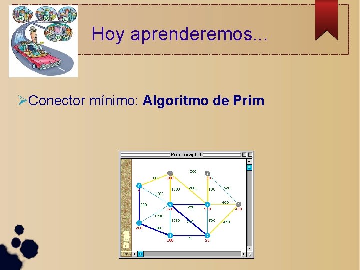 Hoy aprenderemos. . . Conector mínimo: Algoritmo de Prim 