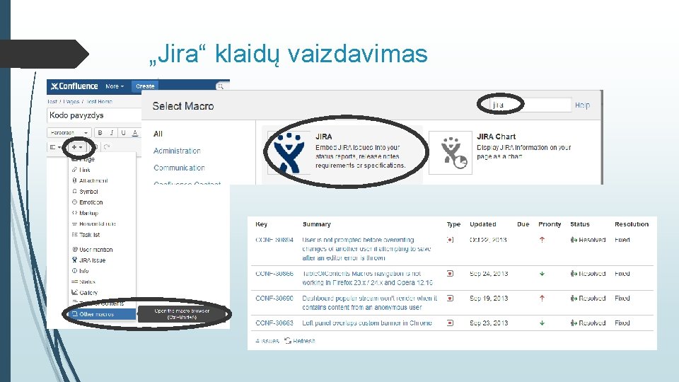 „Jira“ klaidų vaizdavimas 