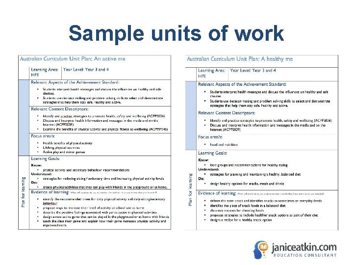 Sample units of work 