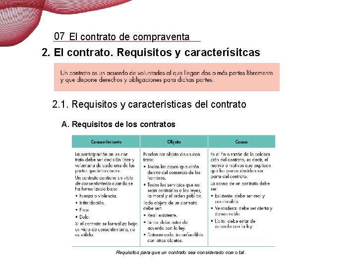 07 El contrato de compraventa 2. El contrato. Requisitos y caracterísitcas 2. 1. Requisitos