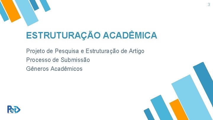 3 ESTRUTURAÇÃO ACADÊMICA Projeto de Pesquisa e Estruturação de Artigo Processo de Submissão Gêneros