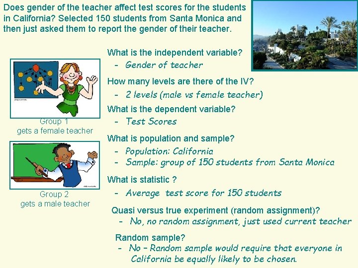 Does gender of the teacher affect test scores for the students in California? Selected