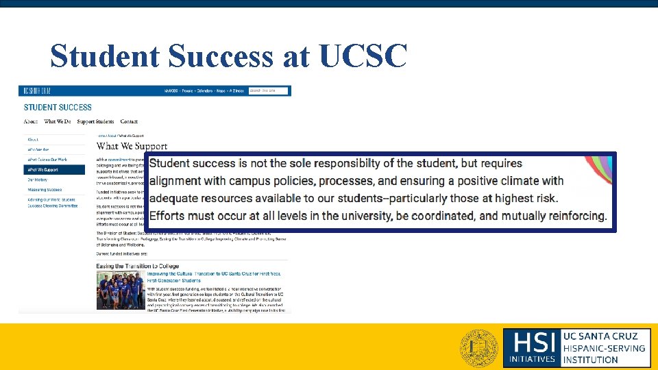 Student Success at UCSC Student Success at UCSC