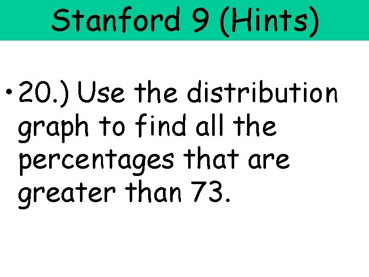 Stanford 9 (Hints) • 20. ) Use the distribution graph to find all the