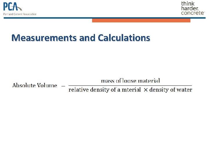 Measurements and Calculations Measurements and Calculations