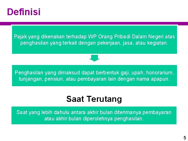 Definisi Pajak yang dikenakan terhadap WP Orang Pribadi Dalam Negeri atas penghasilan yang terkait