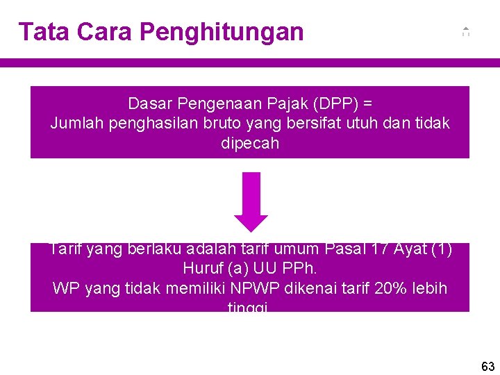 Tata Cara Penghitungan Dasar Pengenaan Pajak (DPP) = Jumlah penghasilan bruto yang bersifat utuh