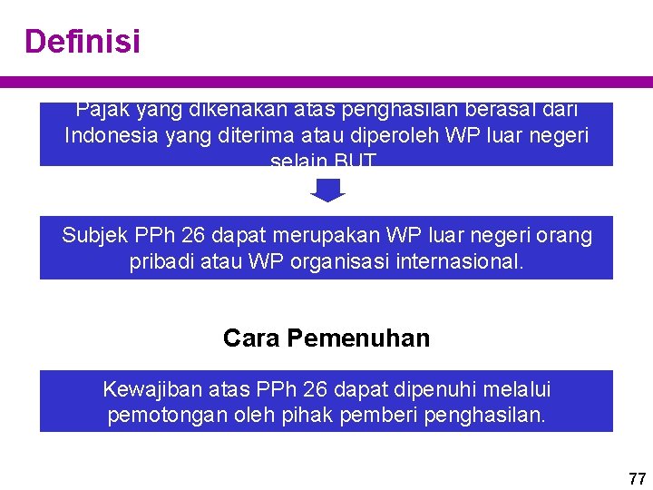 Definisi Pajak yang dikenakan atas penghasilan berasal dari Indonesia yang diterima atau diperoleh WP