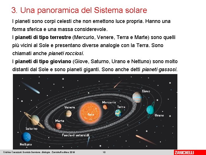3. Una panoramica del Sistema solare I pianeti sono corpi celesti che non emettono