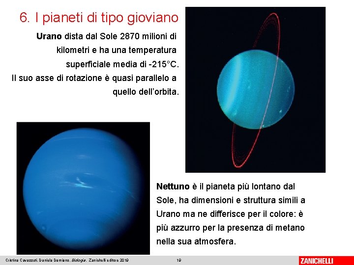 6. I pianeti di tipo gioviano Urano dista dal Sole 2870 milioni di kilometri