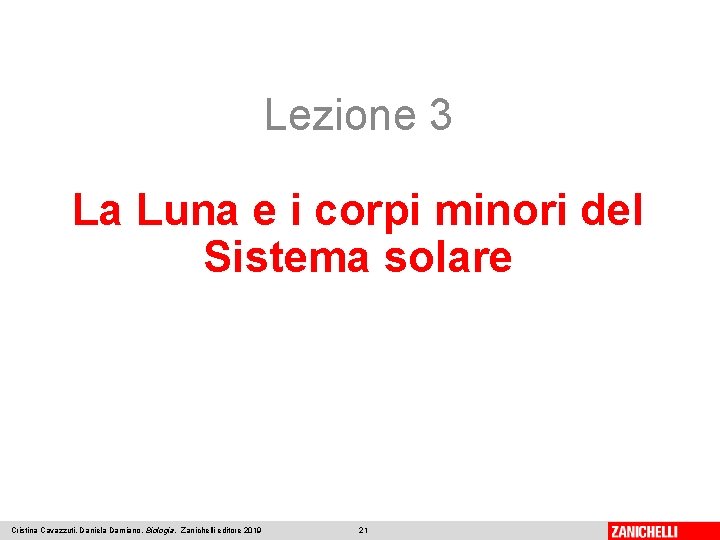 Lezione 3 La Luna e i corpi minori del Sistema solare Cristina Cavazzuti, Daniela